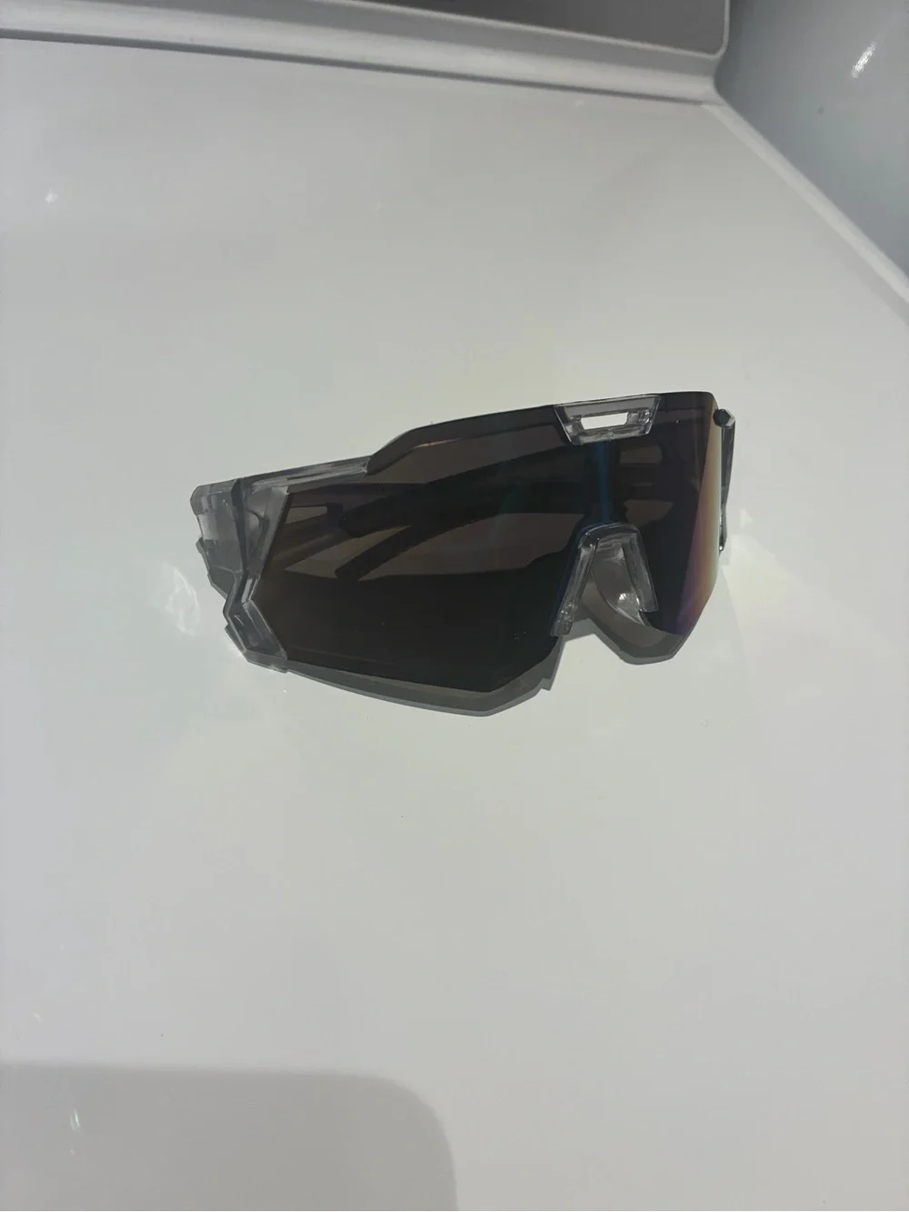 Clear Frame Sunglasses with Green Mirrored Lens - Unbranded
